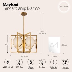 MAYTONI Lampa wisząca Marmo 40W E14 MOD099PL-06G