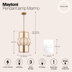 MAYTONI Lampa wisząca Marmo 40W E14 MOD099PL-03G