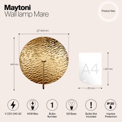 MAYTONI Lampa ścienna (kinkiet) Mare 40W G9 MOD305WL-01G