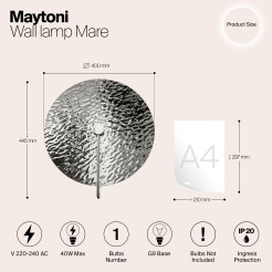 MAYTONI Lampa ścienna (kinkiet) Mare 40W G9 MOD305WL-01CH