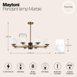 MAYTONI Lampa wisząca Marble 60W E27 MOD187PL-08BS