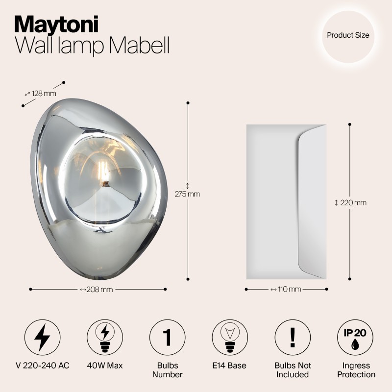 MAYTONI Lampa ścienna (kinkiet) Mabell 40W E14 MOD306WL-01CH
