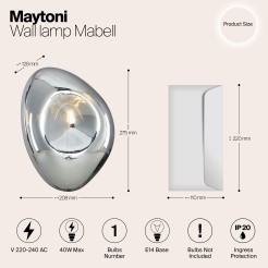 MAYTONI Lampa ścienna (kinkiet) Mabell 40W E14 MOD306WL-01CH