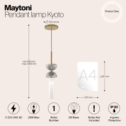 MAYTONI Lampa wisząca Kyoto 28W G9 MOD178PL-01GR