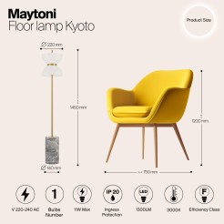 MAYTONI Lampa podłogowa Kyoto 11W LED 1300lm 3000K 80 CRI  MOD178FL-L11G3K