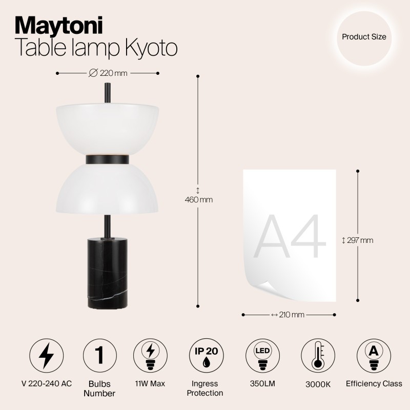MAYTONI Lampa stołowa Kyoto 11W LED 350lm 3000K 80 CRI  MOD178TL-L11B3K