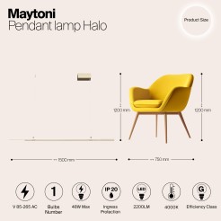 MAYTONI Lampa wisząca Halo 48W LED 2200lm 4000K 80 CRI Dimmable  MOD005PL-L36BSK