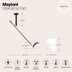 MAYTONI Lampa ścienna (kinkiet) Fad 6W LED 550lm 3000K 80 CRI Dimmable  MOD070WL-L6B3K