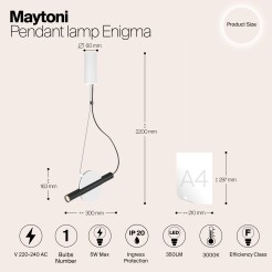 MAYTONI Lampa wisząca Enigma 5W LED 350lm 3000K 90 CRI  MOD150PL-L5W3K