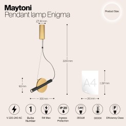 MAYTONI Lampa wisząca Enigma 5W LED 350lm 3000K 90 CRI  MOD150PL-L5BS3K