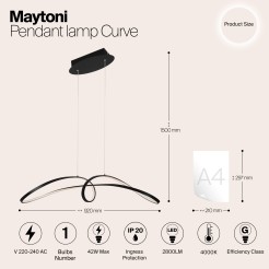 MAYTONI Lampa wisząca Curve 42W LED 2800lm 4000K 85 CRI  MOD156PL-L52B4K