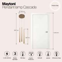 MAYTONI Lampa wisząca Cascade 18W LED 1600lm 4000K 80 CRI  MOD132PL-L36BSK1