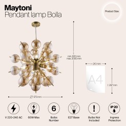 MAYTONI Lampa wisząca Bolla 60W E27 MOD133PL-06BS