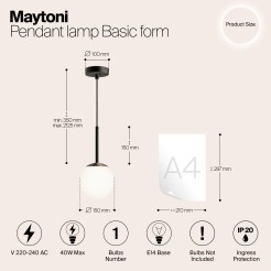 MAYTONI Lampa wisząca Basic form 40W E14 MOD321PL-01B