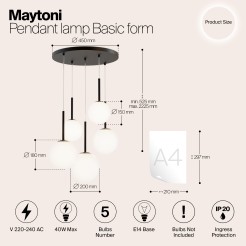 MAYTONI Lampa wisząca Basic form 40W E14 MOD321PL-05B