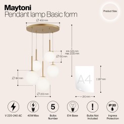 MAYTONI Lampa wisząca Basic form 40W E14 MOD321PL-05G1
