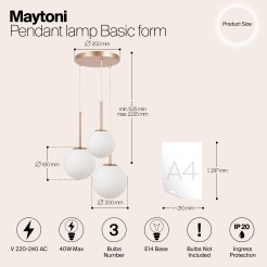MAYTONI Lampa wisząca Basic form 40W E14 MOD321PL-03G