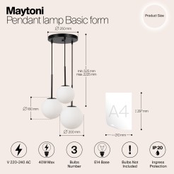 MAYTONI Lampa wisząca Basic form 40W E14 MOD321PL-03B