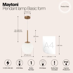 MAYTONI Lampa wisząca Basic form 40W E14 MOD321PL-01G3
