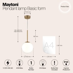 MAYTONI Lampa wisząca Basic form 40W E14 MOD321PL-01G2