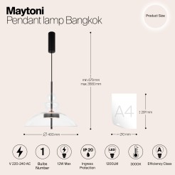 MAYTONI Lampa wisząca Bangkok 12W LED 1200lm 3000K 80 CRI  MOD185PL-L6B3K3
