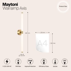 MAYTONI Lampa ścienna (kinkiet) Axis 16W LED 1400lm 3000K 80 CRI  MOD106WL-L16G3K