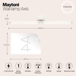 MAYTONI Lampa ścienna (kinkiet) Axis 16W LED 1400lm 3000K 80 CRI  MOD106WL-L16W3K