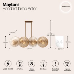MAYTONI Lampa wisząca Aster 40W E14 MOD007PL-08G1