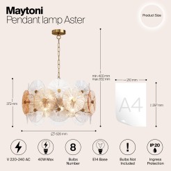 MAYTONI Lampa wisząca Aster 40W E14 MOD007PL-08G