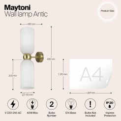 MAYTONI Lampa ścienna (kinkiet) Antic 40W E14 MOD302WL-02W