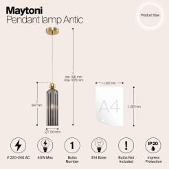 MAYTONI Lampa wisząca Antic 40W E14 MOD302PL-01GR