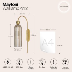 MAYTONI Lampa ścienna (kinkiet) Antic 40W E14 MOD302WL-01CG