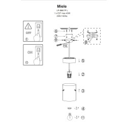Lampa wisząca Miele dymna 1xE27 LP-866/1P SM/GD