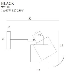 MAXLIGHT W0188  KINKIET BLACK