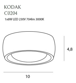 MAXLIGHT C0204 PLAFON KODAK II BLACK, 8W