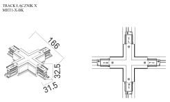 MAXLIGHT MHT1-X-BK TRACK ŁĄCZNIK X" czarny"