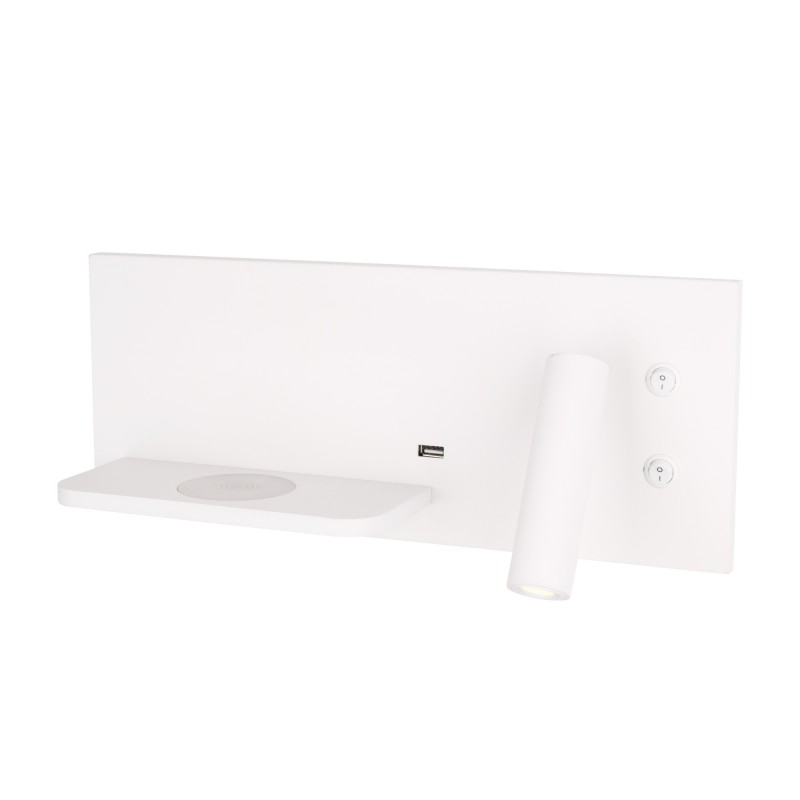 MAXLIGHT W0291L KINKIET SUPERIOR Z GNIAZDEM USB I ŁADOWARKĄ INDUKCYJNĄ BIAŁY