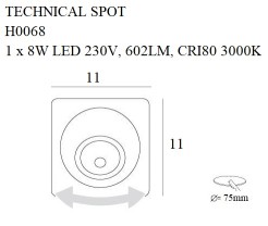 MAXLIGHT H0068 OPRAWA WPUSTOWA TECHNICAL SPOT 8W