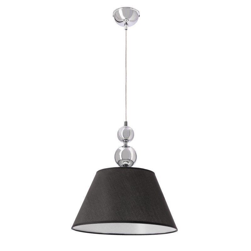 Lampa wisząca ARAL chromowa E27 1x60W z czarnym abażurem nowoczesna do salonu sypialni kuchni jadalni eleganckie oświetlenie sufitowe 31-47632