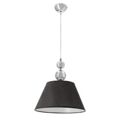 Lampa wisząca ARAL chromowa E27 1x60W z czarnym abażurem nowoczesna do salonu sypialni kuchni jadalni eleganckie oświetlenie sufitowe 31-47632