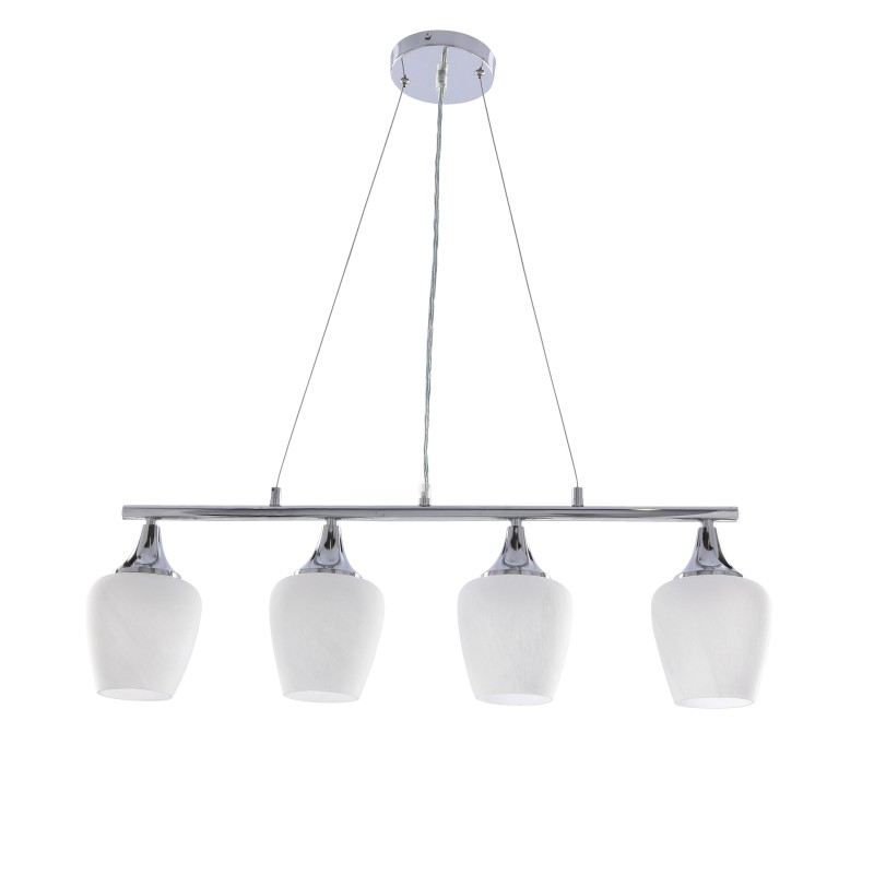 ELECTRA lampa wisząca chromowa 4x60W E27 białe klosze nowoczesna lampa sufitowa do salonu jadalni kuchni efektowny design 34-47021