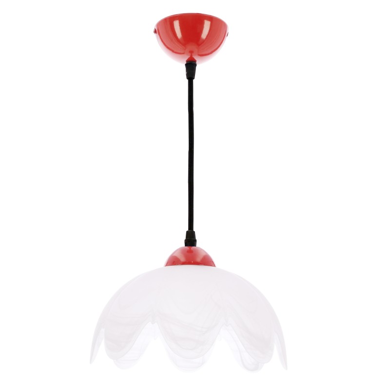 Lampa wisząca COLORI  z białym kloszem  i czerwonym akcentem– nowoczesne oświetlenie do wnętrz 31-47960