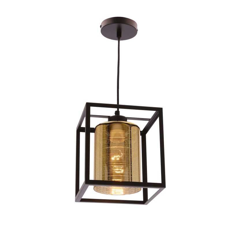 Lampa wisząca LURI 1x40W E27 czarna ze złotym kloszem, nowoczesna lampa sufitowa do salonu, kuchni lub jadalni, elegancki minimalizm 31-47861