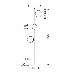 Lampa podłogowa Kama 3x28W G9 czarna i złota, klosze grafitowe i bursztynowe, elegancka lampa stojąca, nowoczesny design do salonu 53-47588