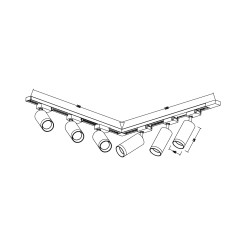 Zestaw Oprawa Mica Track Biały + Chrom 6xGU10 2m ML2107