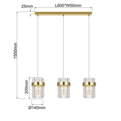Lampa wisząca Vetro złota 3xE14 LP-2910/3L GD
