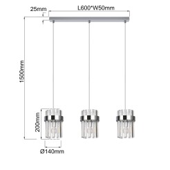Lampa wisząca Vetro chrom 3xE14 LP-2910/3L CH
