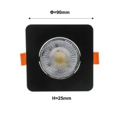 Ruchome kwadratowe oczko podtynkowe Plus czarne LED CCT LP-1506/1RS BK Square