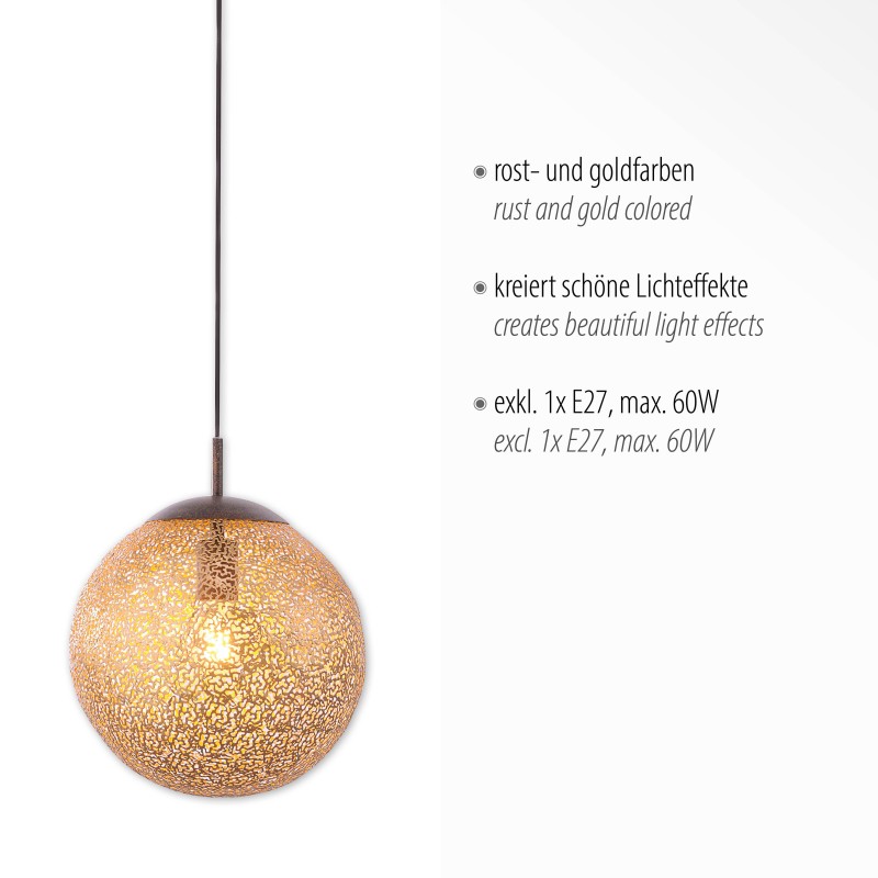 2421-48 GRETA LAMPA WISZĄCA RDZA/ZŁOTY