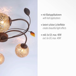 6398-48 GRETA LAMPA SUFITOWA RDZA/ZŁOTY